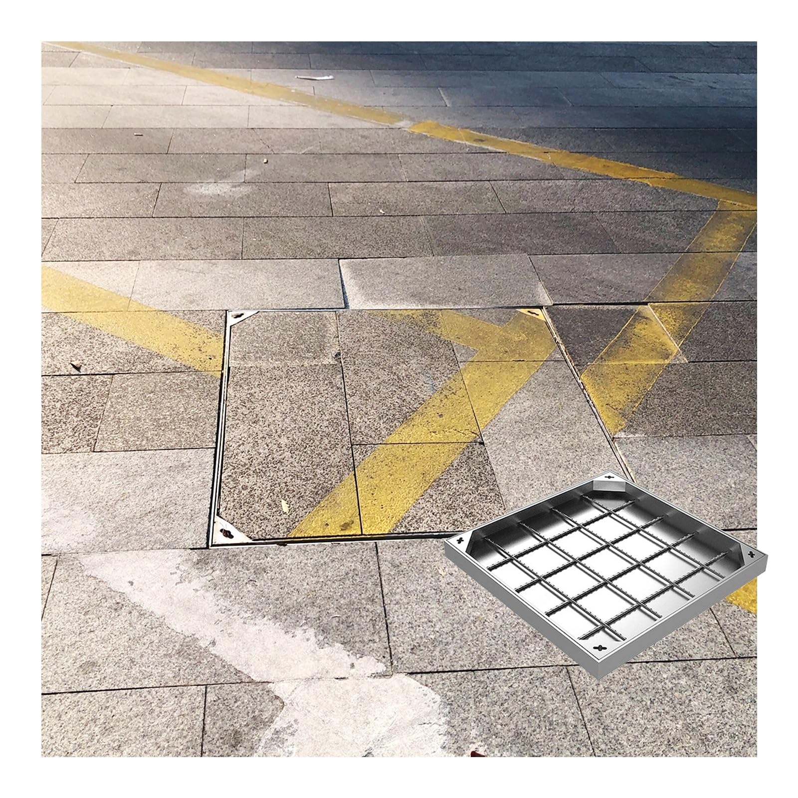 Niewidoczna osłona inspekcyjna do włazu, płytki i do sadzenia, ocynkowana konstrukcja stalowa (8 cm 40 x 40 cm) – odporna na warunki atmosferyczne, idealna do kształtowania krajobrazu i użytku na