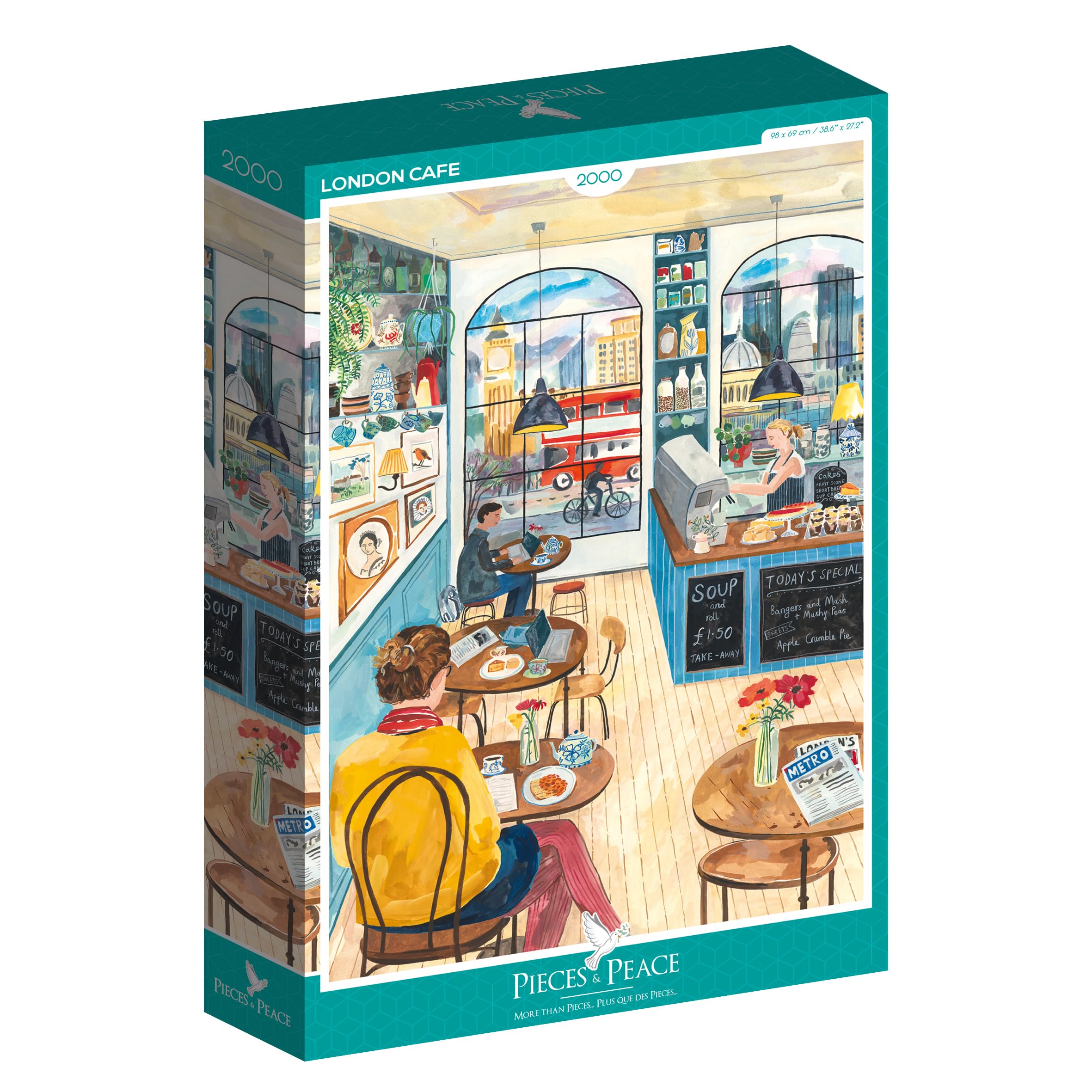 Pieces & Peace Puzle London Cafe - Puzzle (2000 piezas), diseño de Londres