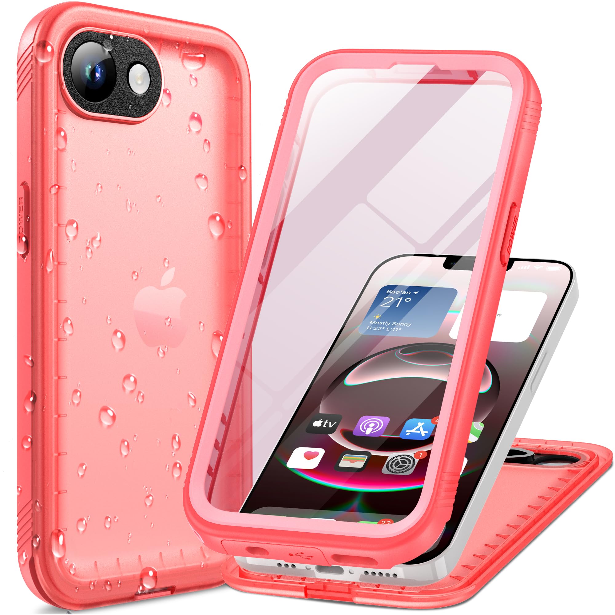 Cozycase Girls Womens Ladies Case for iPhone 16e 2025 Waterproof Impact Smash Dust Shock Proof Indestructible 16 e Wrap Around Enclosed Underwater