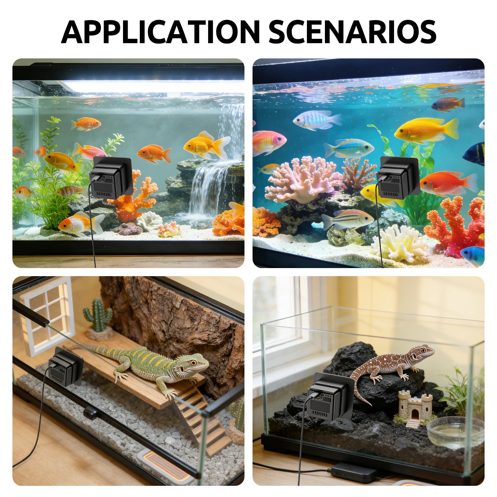 JAOGAUS Cámara de Acuario,Cámara WiFi para Mascotas, Terrario 2K HD, Gran Angular de 140°, grabación de 24 Horas para Peces y Reptiles.