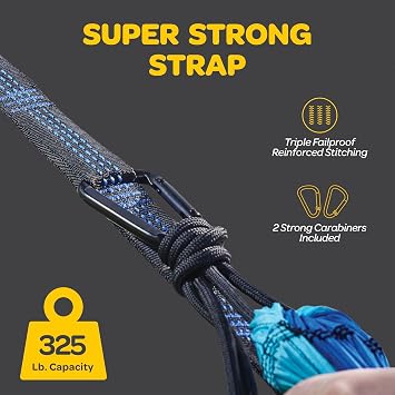 Durable Hammock 400 lb Capacity, Nylon Camping Hammock Chair - Double or Single Sizes w/Tree Straps and Attached Carry Bag - Portable for Travel/Backpacking/Beach/Backyard (Medium, Khaki & Dark Green)