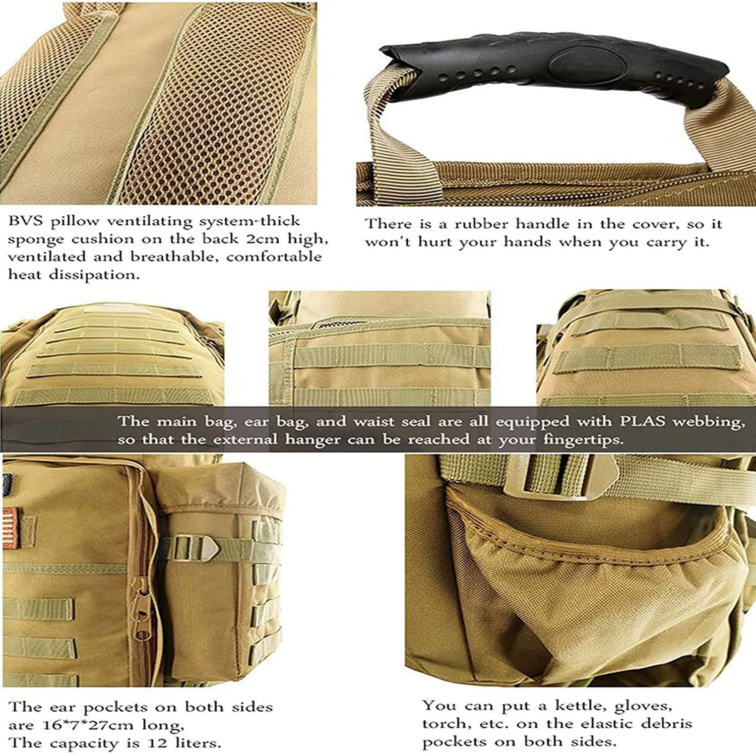 Mochila Supervivencia,Mochila Tactica, 56-75L Mochilas De Marcha,Mochila Militar Pechera para Senderismo Campismo Escaladas Skate Gimnasio Viajes O Paseo Al Aire Libre E