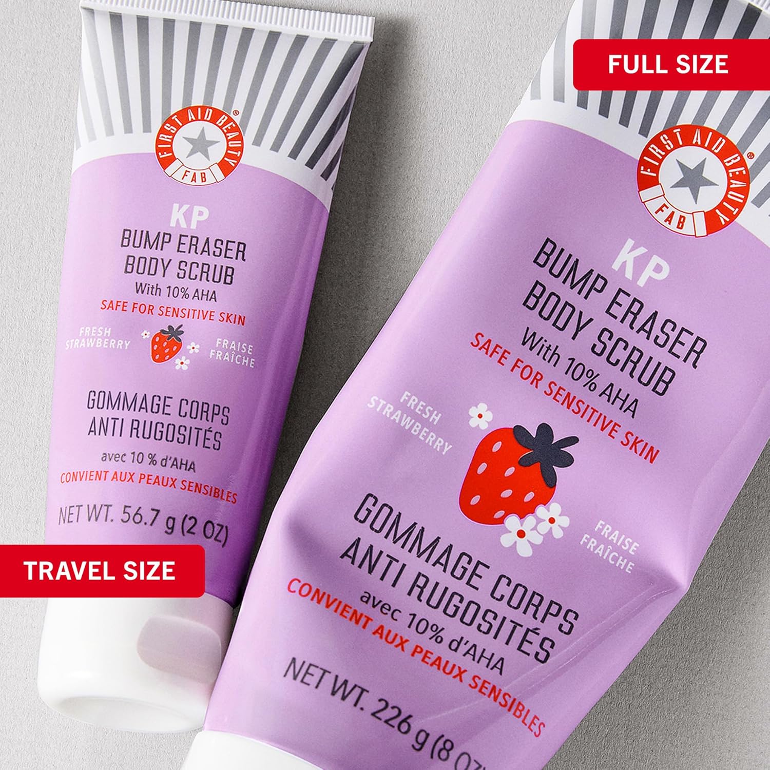 First Aid Beauty - KP Bump Eraser Body Scrub with 10% AHA, Keratosis Pilaris Exfoliator with Glycolic and Lactic acids, Helps Reduce Chicken Skin Bumps, Safe for Sensitive Skin, Strawberry Scent, 8 oz - Image 8