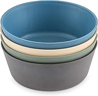 WeeSprout Bamboo Kids Bowls Set of 4 (10oz) - Eco-Friendly Dishwasher Safe Toddler Bowls, Blue Green Gray Beige