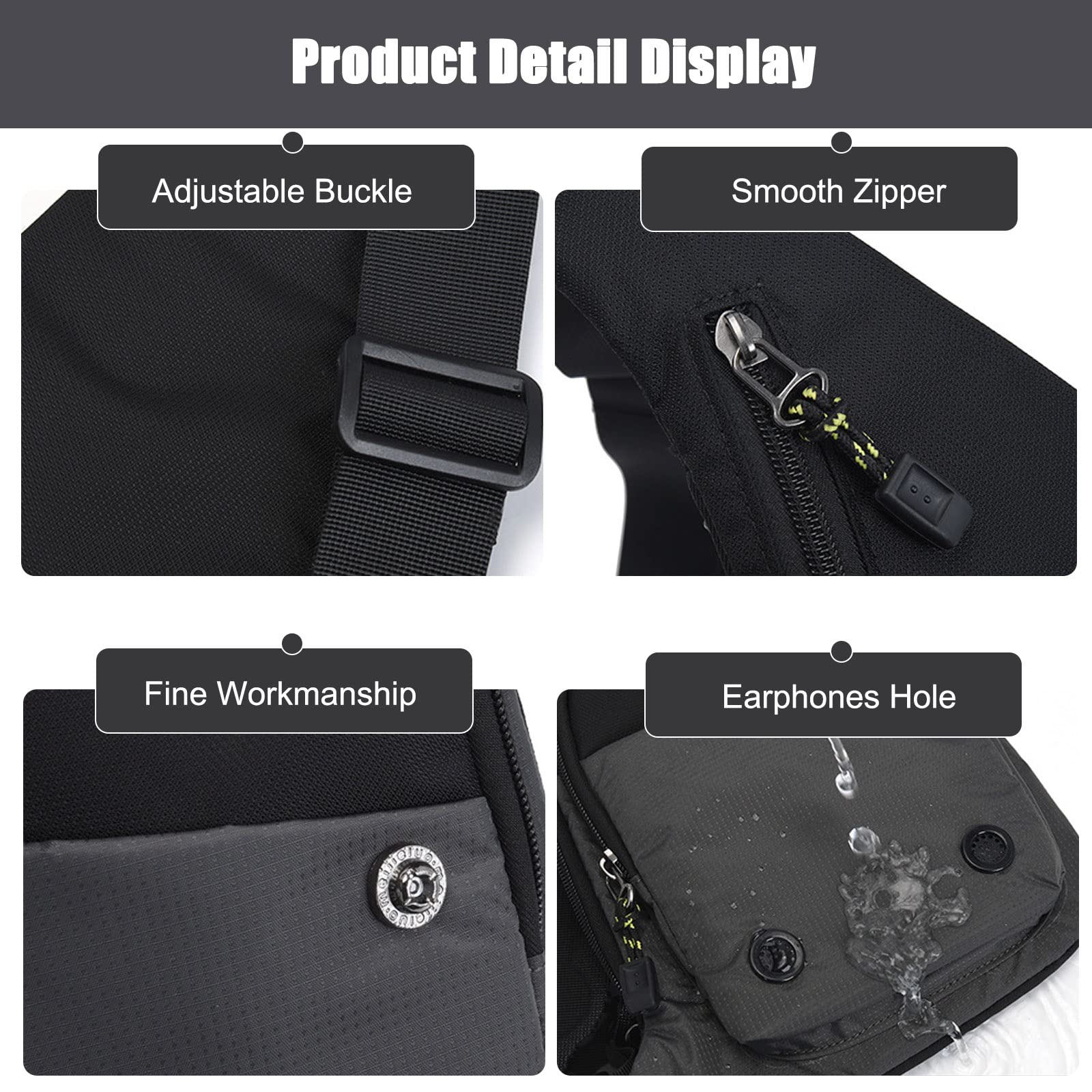 FANDARE Zaino Monospalla da Uomo Donna Marsupio Zaini da hiking Borsa a Spalla da palestra Borsa Tracolla Borsello a Spalla Borse a Zainetto per Sportivo Trekking Ciclismo Viaggio Sling Bag Blu b