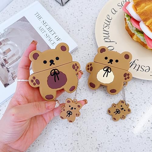 Miniatura 7 de wifantien - Funda 3D de oso de peluche para AirPod 3, funda 3D de dibujos animados para mujeres y niñas, niños, elegante, elegante, encantadora,