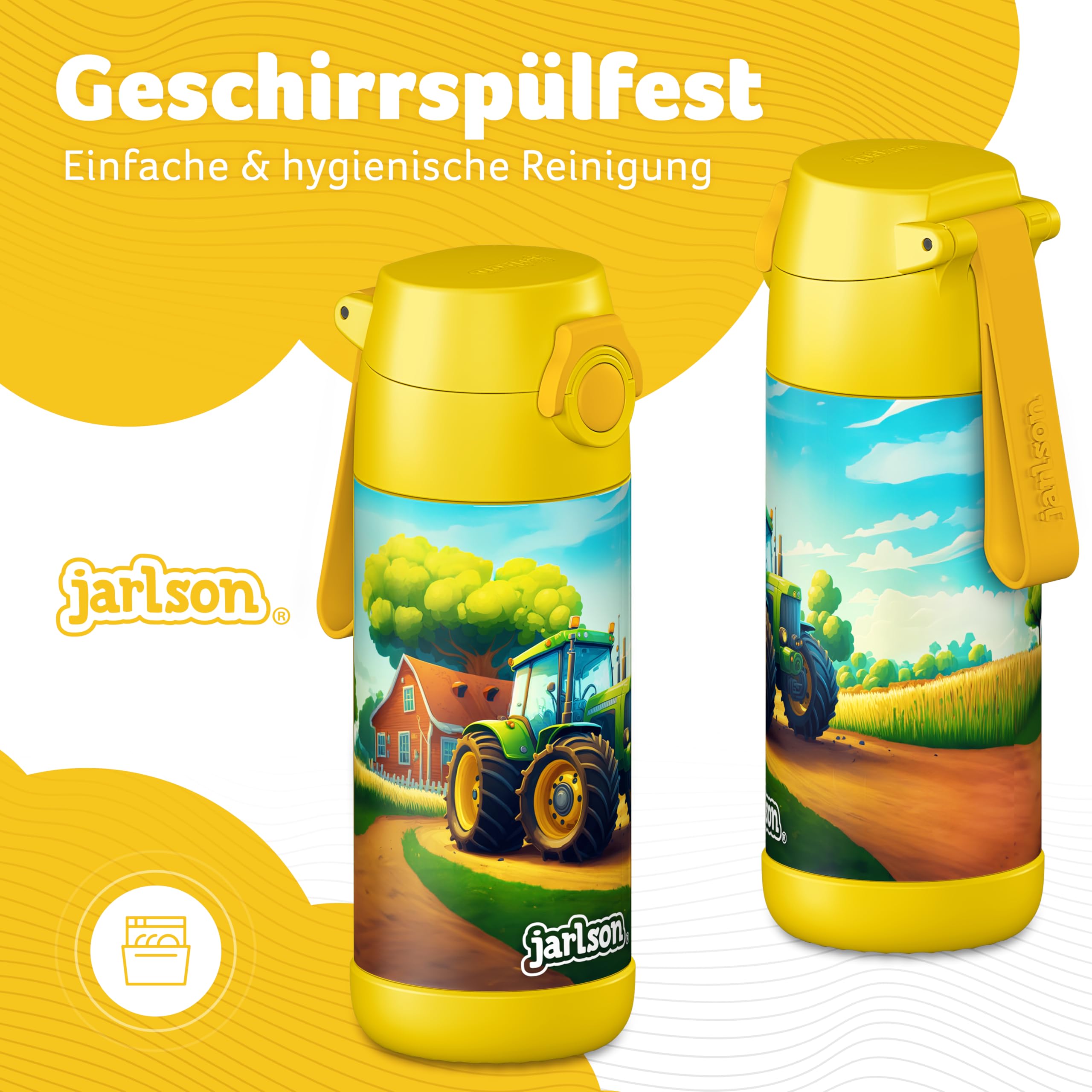 Jarlson® Kids Water Bottle MALI [12OZ] - No Straw Stainless Steel Thermo Bottle - Insulated Waterbottle Leak Proof for School & Sports - Thermo Tumbler for Boys & Girls (Cat)