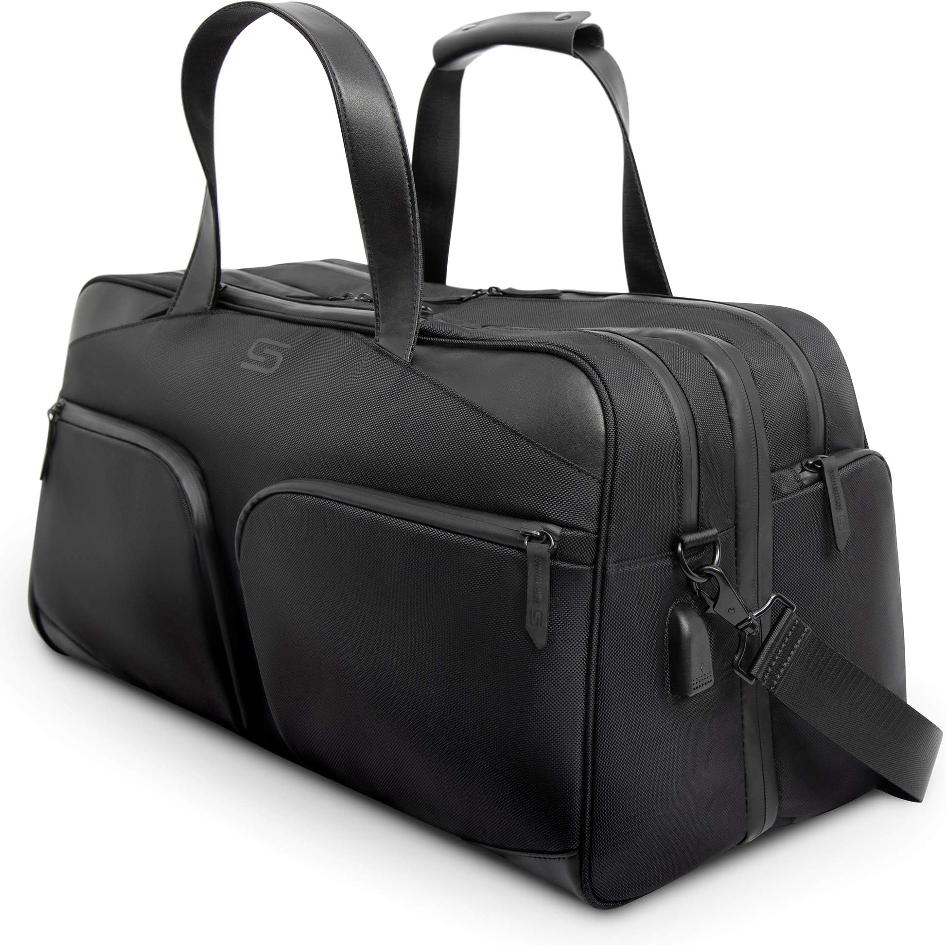 Sterkmann Travel Carry on Duffel Bag for Men & Women | Waterproof Overnight Weekender Bag| Fitness Gym Sport Shoulder Bag with Shoe Compartment & Wet Pocket, 35L Large (Black)