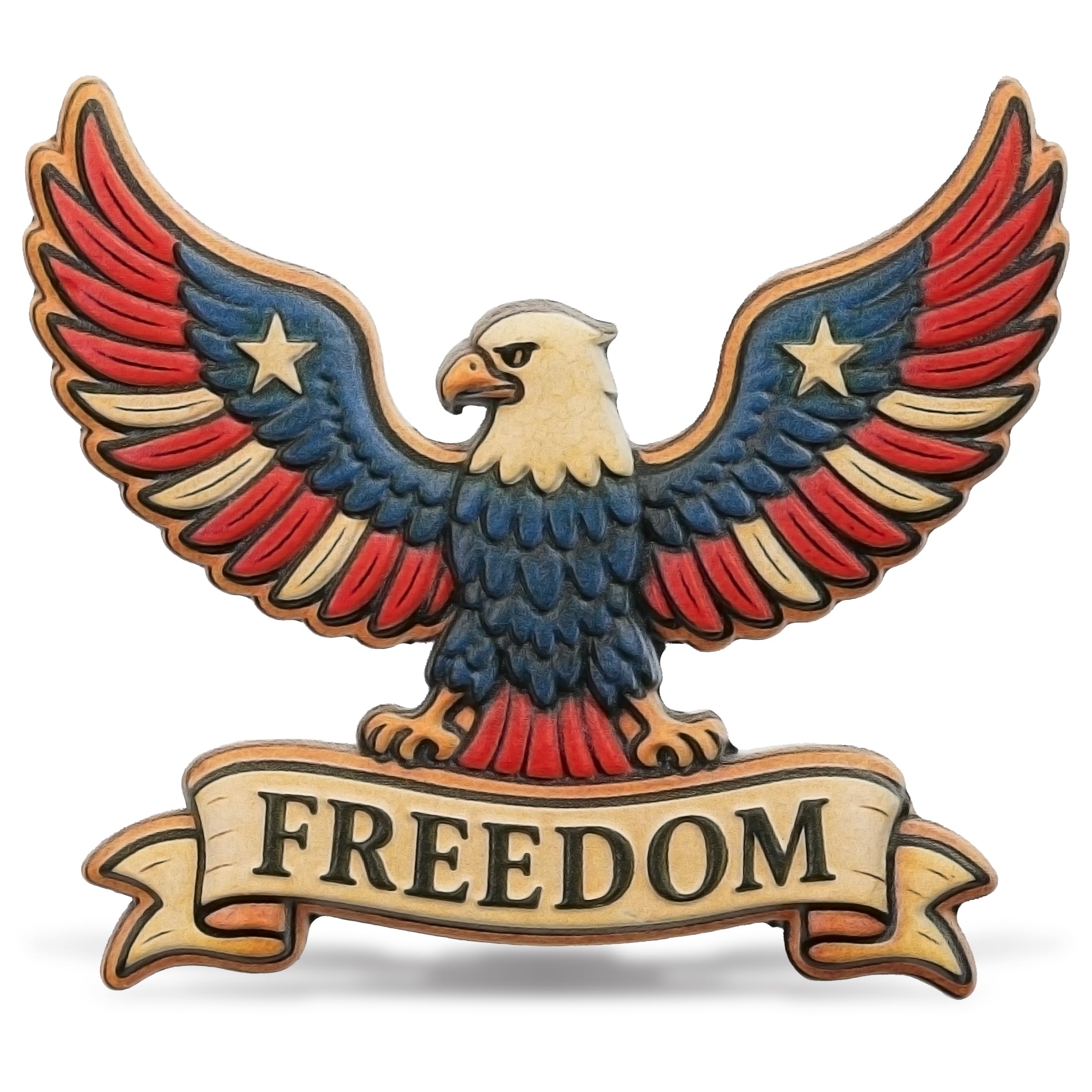 CoTa Global USA Flag Freedom Eagle Resin Fridge Magnet - 3D UV-Printed American Eagle Patriotic Magnet for Refrigerator, Locker, Board, USA Magnetic Decor for Fridge - 3 Inches