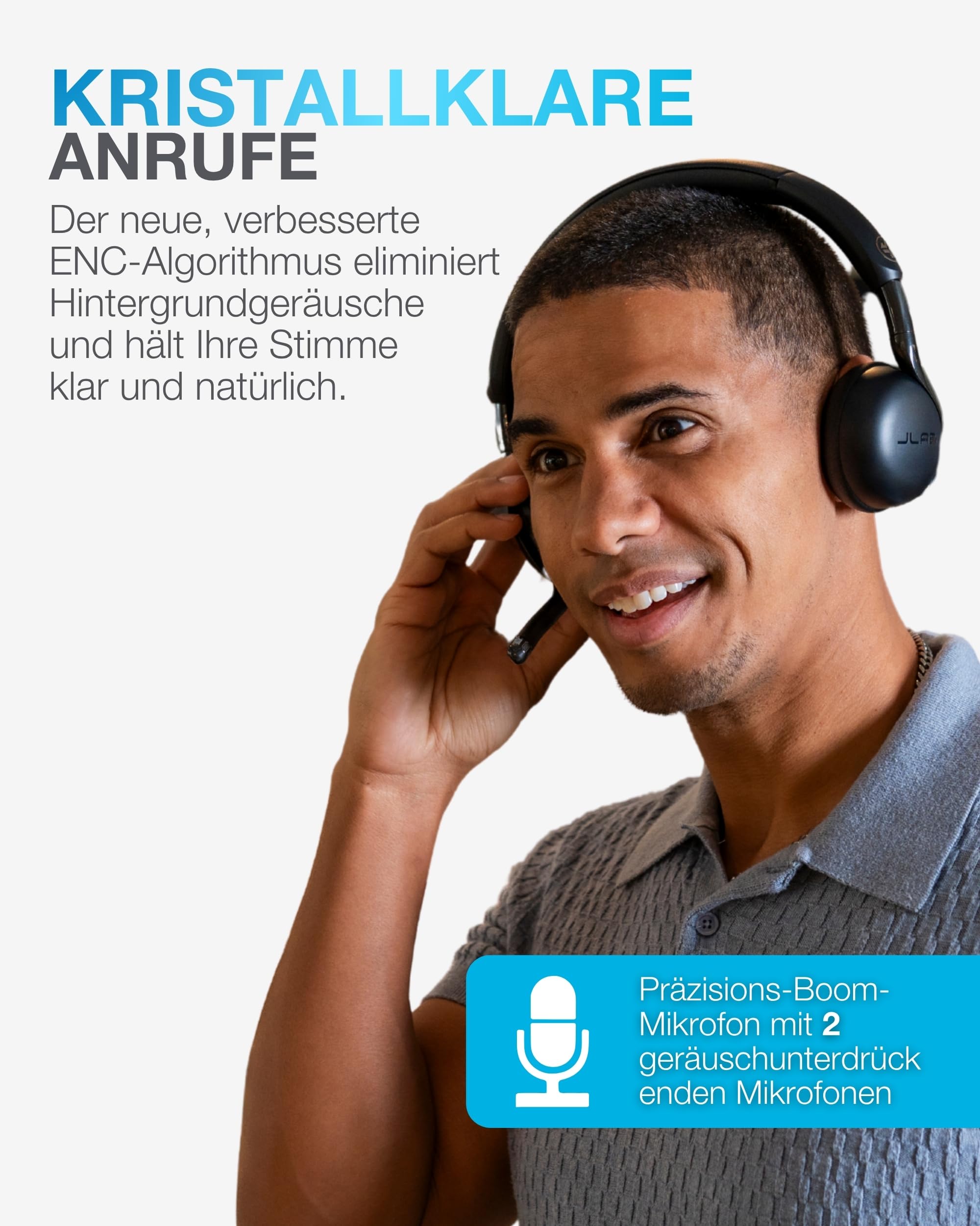 JLab Go Work 3 Bluetooth Headset mit Mikrofon - 70+ h Akkulaufzeit, USB-C Dongle, Geräuschunterdrückung, Multipoint Business Headset für Büro, Laptop & PC, On-Ear Kopfhörer kabellos