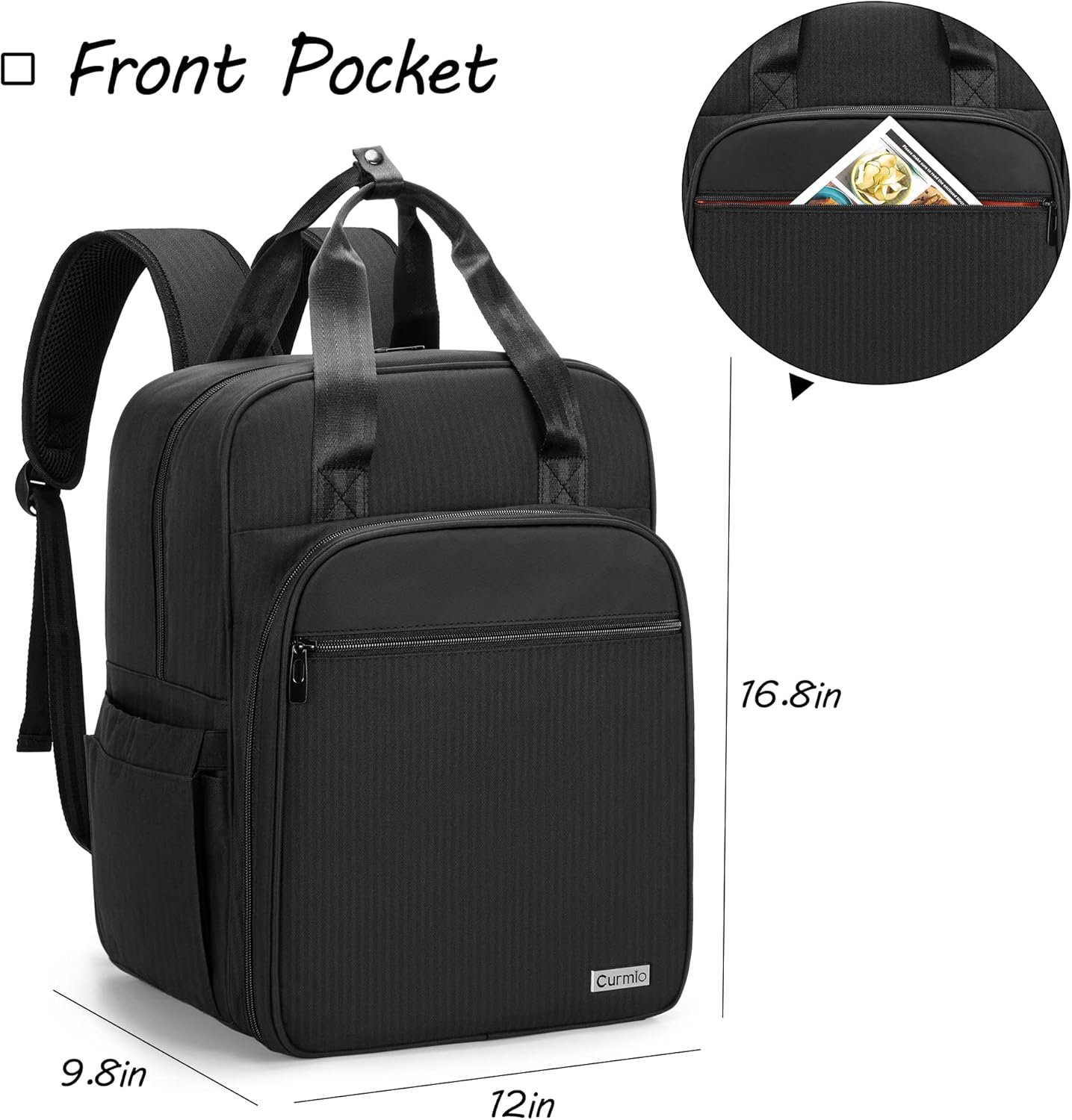 CURMIO Bartender Bag Travel Bartender Kit Backpack with Padded Compartments for Wine and Bar Tools Set, Bartender Carrying Bag for Home Indoor Outdoor Patio Party, Black, Bag Only, Patent Pending