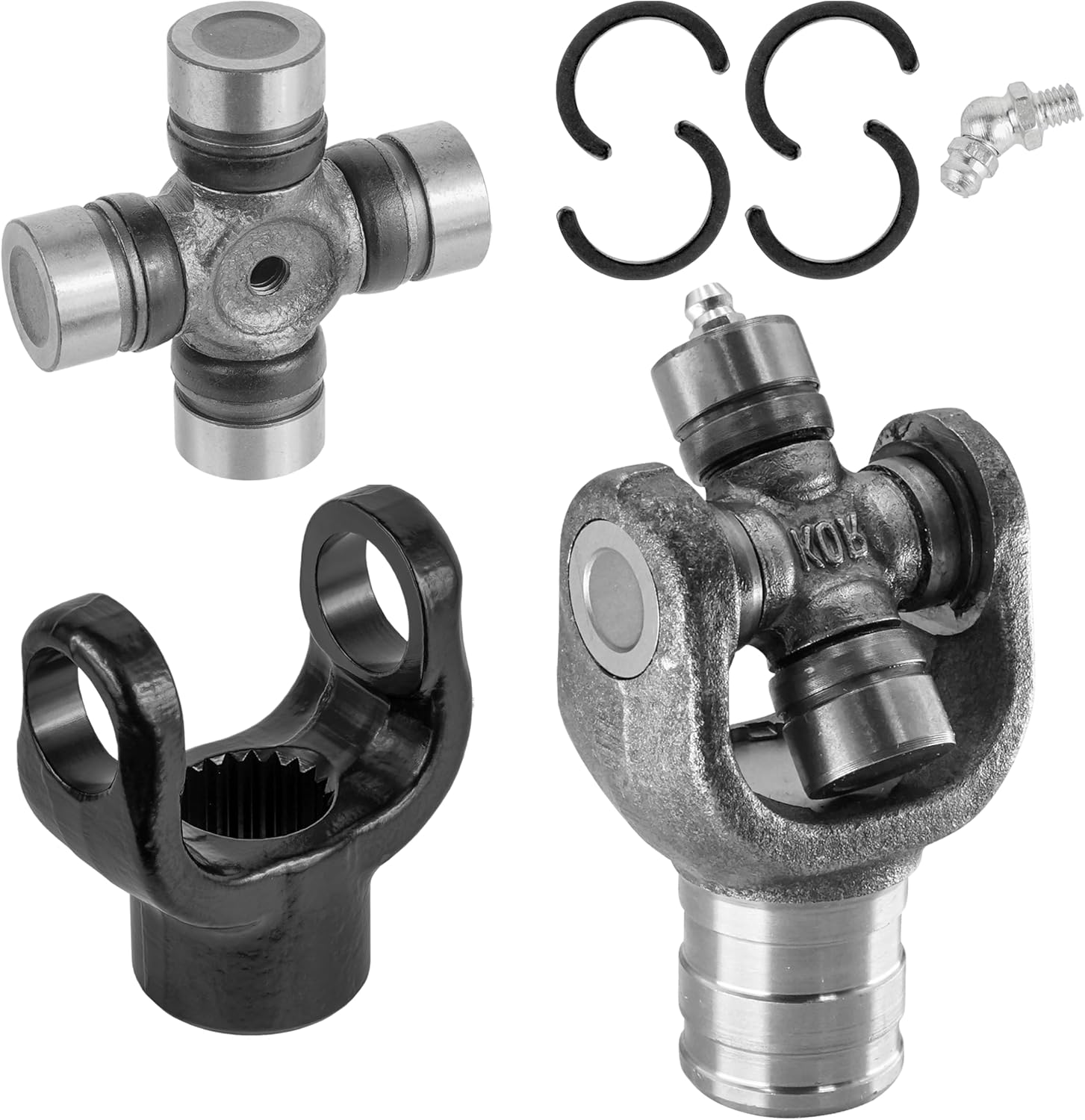 Caltric Front Drive Shaft Yokes with U-Joints Compatible with Yamaha Big Bear 350 4X4 YFM350FW 1989-1997 / Grizzly 600 4X4 YFM600 1998