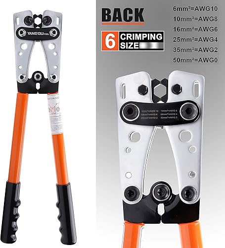 Miniatura 3 de Yangoutool Herramienta de prensado de cable de terminal de batería AWG 10, 2, 4, 6,8,10 para electricista, crimpadora de cables para electricista,