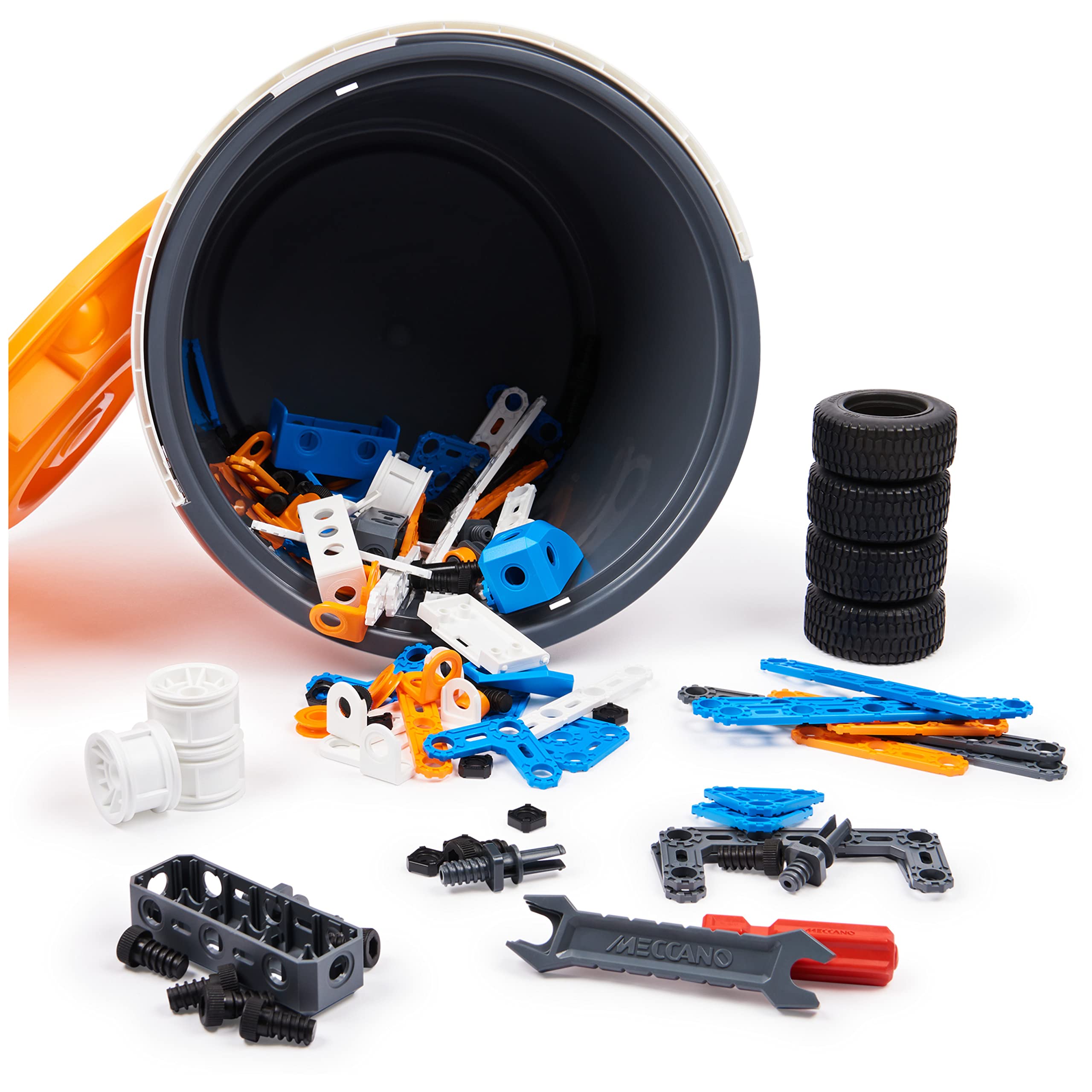MECCANO Junior - Cubo 150 Piezas - Kit de construcción de Modelo Steam de 150 Piezas para Juego Libre - 6055102 - Juguetes Niños 5 años +