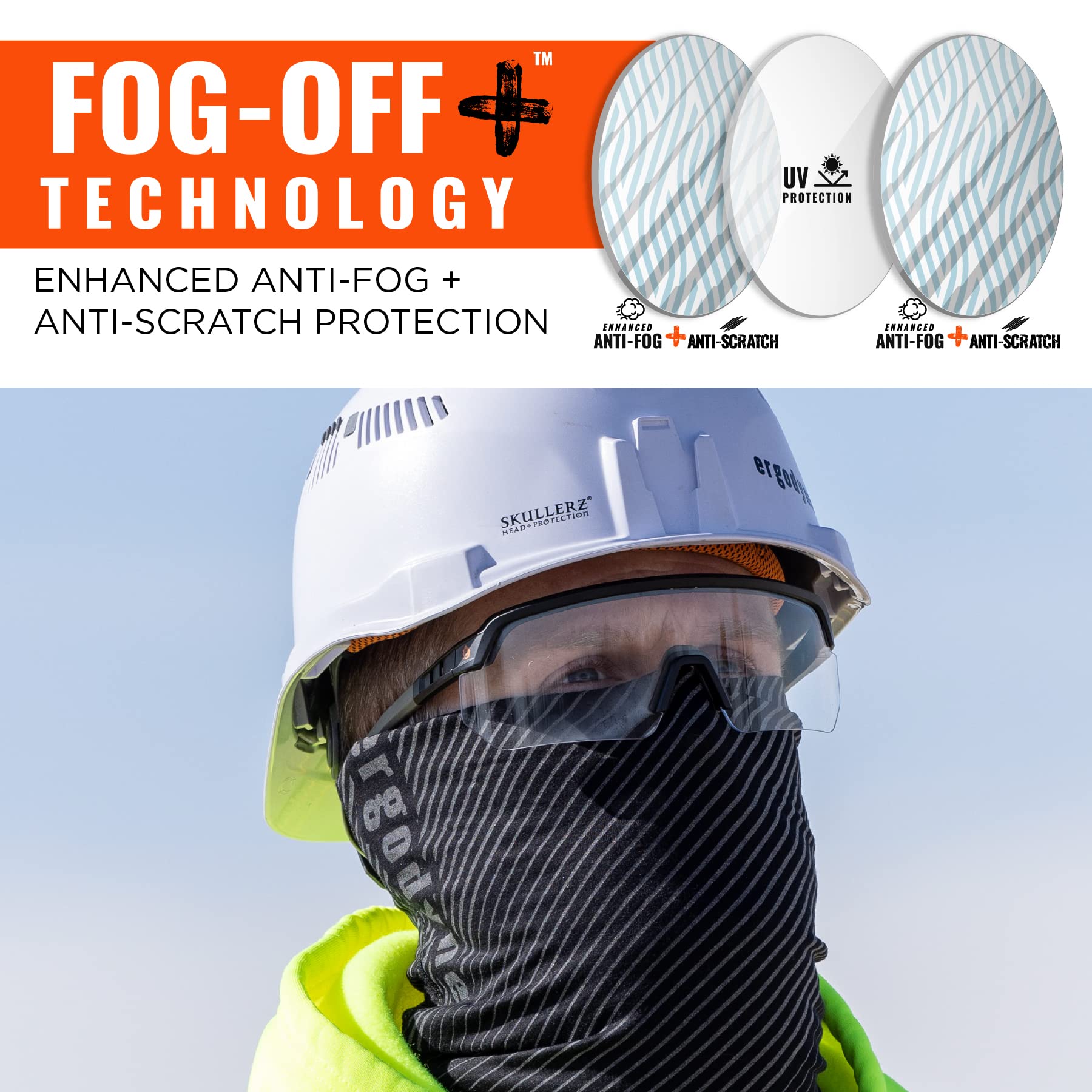 Ergodyne Skullerz Aegir Anti-scratch & Enhanced Anti-fog Safety Glasses, Sunglasses Gafas de seguridad AFAS Unisex adulto (Pack de 1)