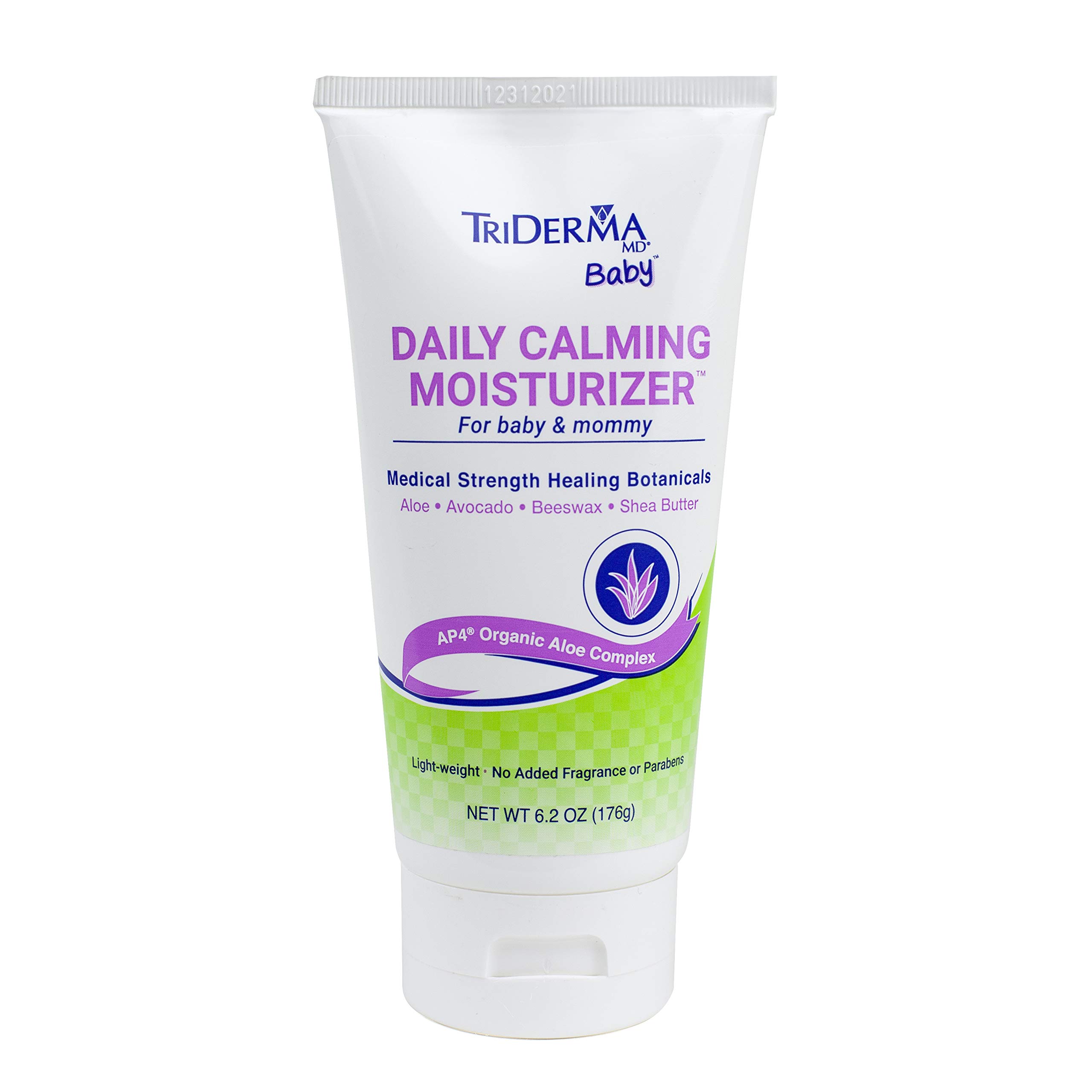 TriDerma Daily Calming Baby Moisturizing Lotion for Baby's Sensitive Skin with Soothing AP4 Aloe Vera, Avocado & Vitamins B & E, Fragrance Free, 6.2