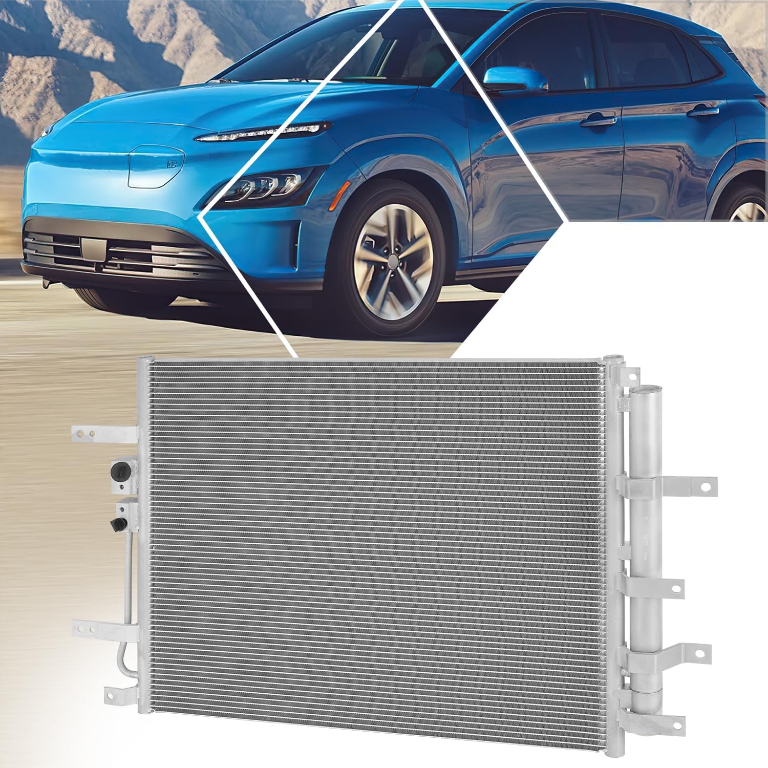 Factory Style Aluminum Front A/C Condenser Compatible with 2019-2023 Electric Niro EV