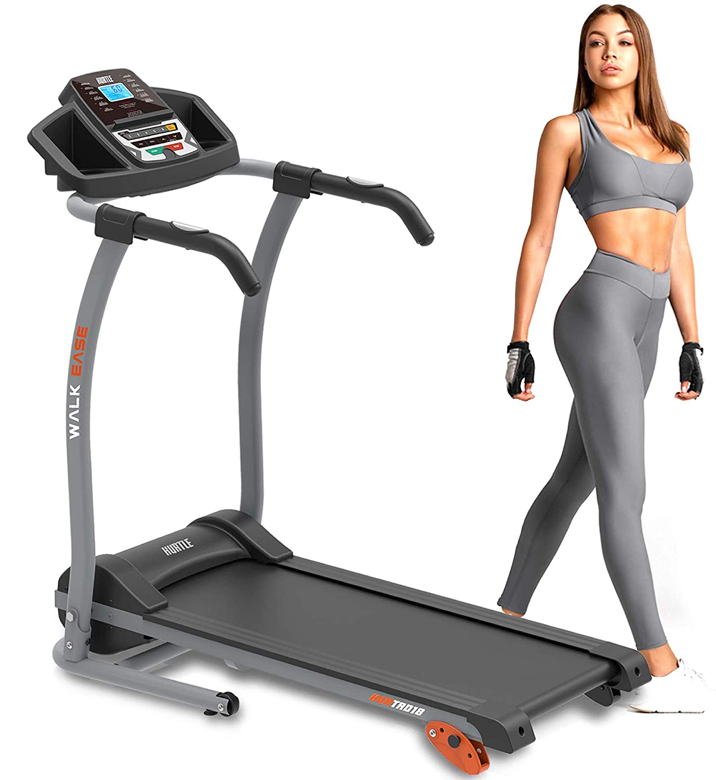 Hurtle Electric Folding Treadmill - Foldable Home Fitness Equipment for Walking & Running - Cardio Exercise Machine - Preset and Adjustable Programs, Bluetooth, 3 Incline Levels, 12 Training Modes