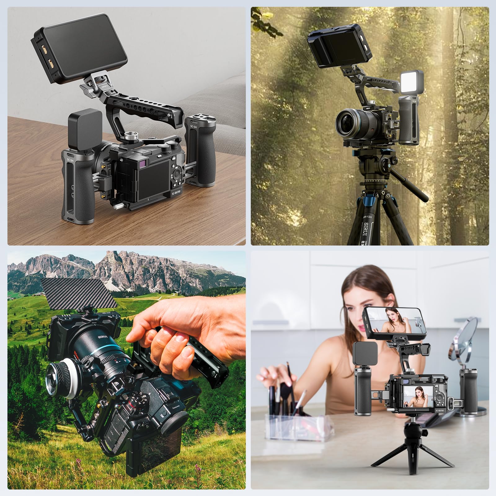 SIRUI 2 in 1 Top Handle für ARRI oder für NATO-Mount, Vollaluminium-Kamerakäfiggriff mit Cold Shoe mit Sicherheitsstift, mehrere Gewindebohrungen, AM-MTHA