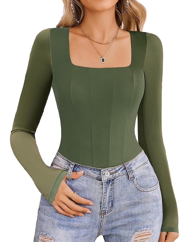 Avidlove Bodysuits for Women Long Sleeve Double Lined Body