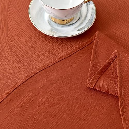 Miniatura 8 de maxmill Jacquard Round Table Cloth Swirl Design Waterproof Antiwrinkle Heavy Weight Soft Tablecloths for Fall Harvest Thanksgiving Dinner Circular