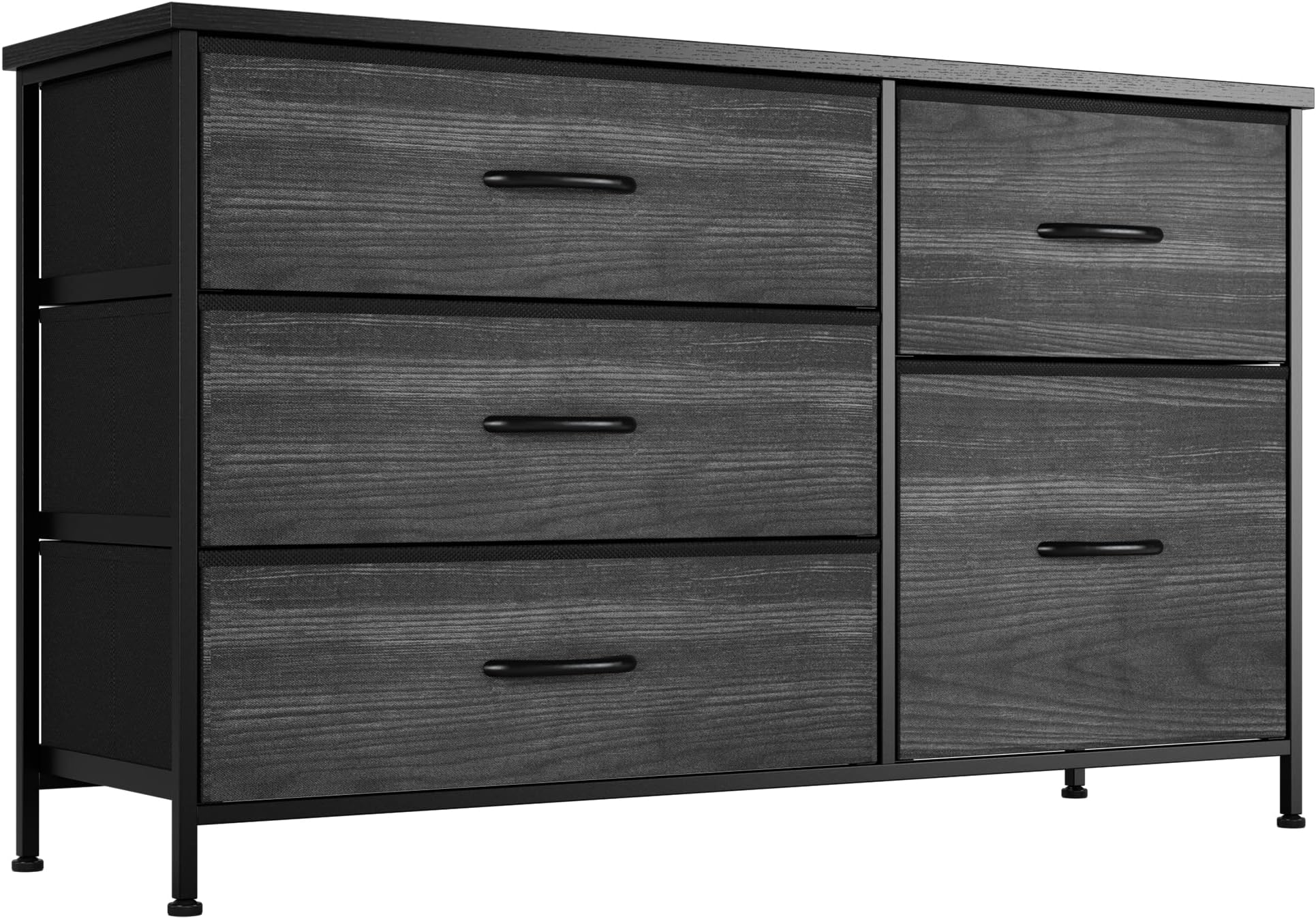 Nicehill Black Dresser for Bedroom with 5 Drawers, Chests of Drawers for Closet, Clothes, Nursery, Bedroom Dresser with Drawers,Black Wood Grain