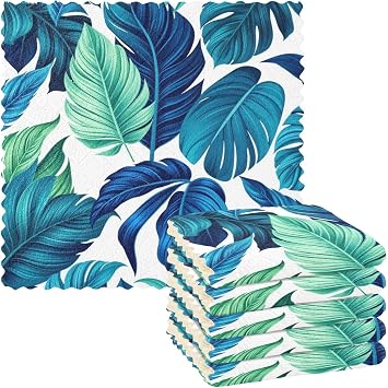 Kcldeci Turquoise Green Tropical Palm Leaves 6 Pack Dish Cloths for Washing Dishes Kitchen Dishcloth Microfiber Dish Towel Rags Absorbent Reusable Cleaning Drainer Washcloths