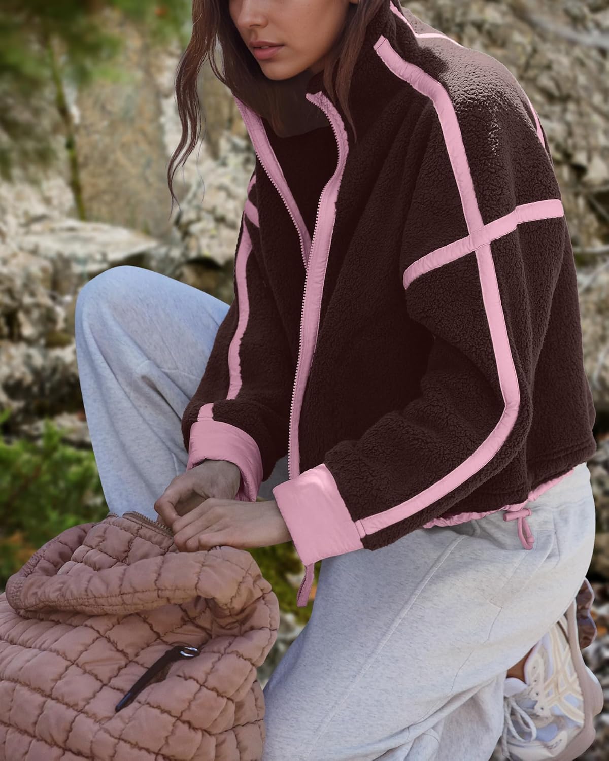 Gacaky Womens Fuzzy Fleece Jacket Winter Casual Full Zip Warm Jackets Fashion Shacket Coats Outwear With Pockets - Image 3