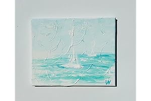 Abstract Original Painting Wall Art Canvas Hand Painted Texture Acrylic By Artist (Sailboat)