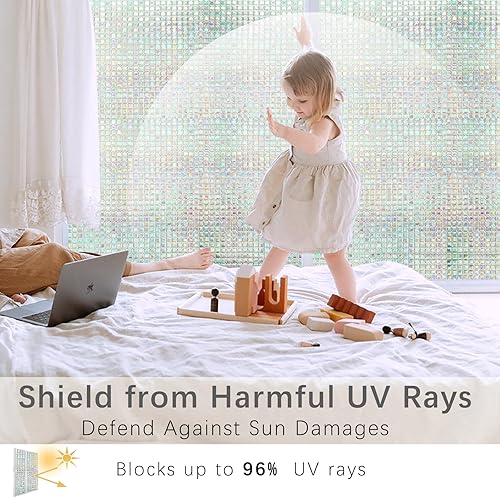 Miniatura 4 de Película para ventana de arco iris, prisma iridiscente, mosaico de mosaico para ventana, película de privacidad con bloqueo UV, cubierta de vinilo