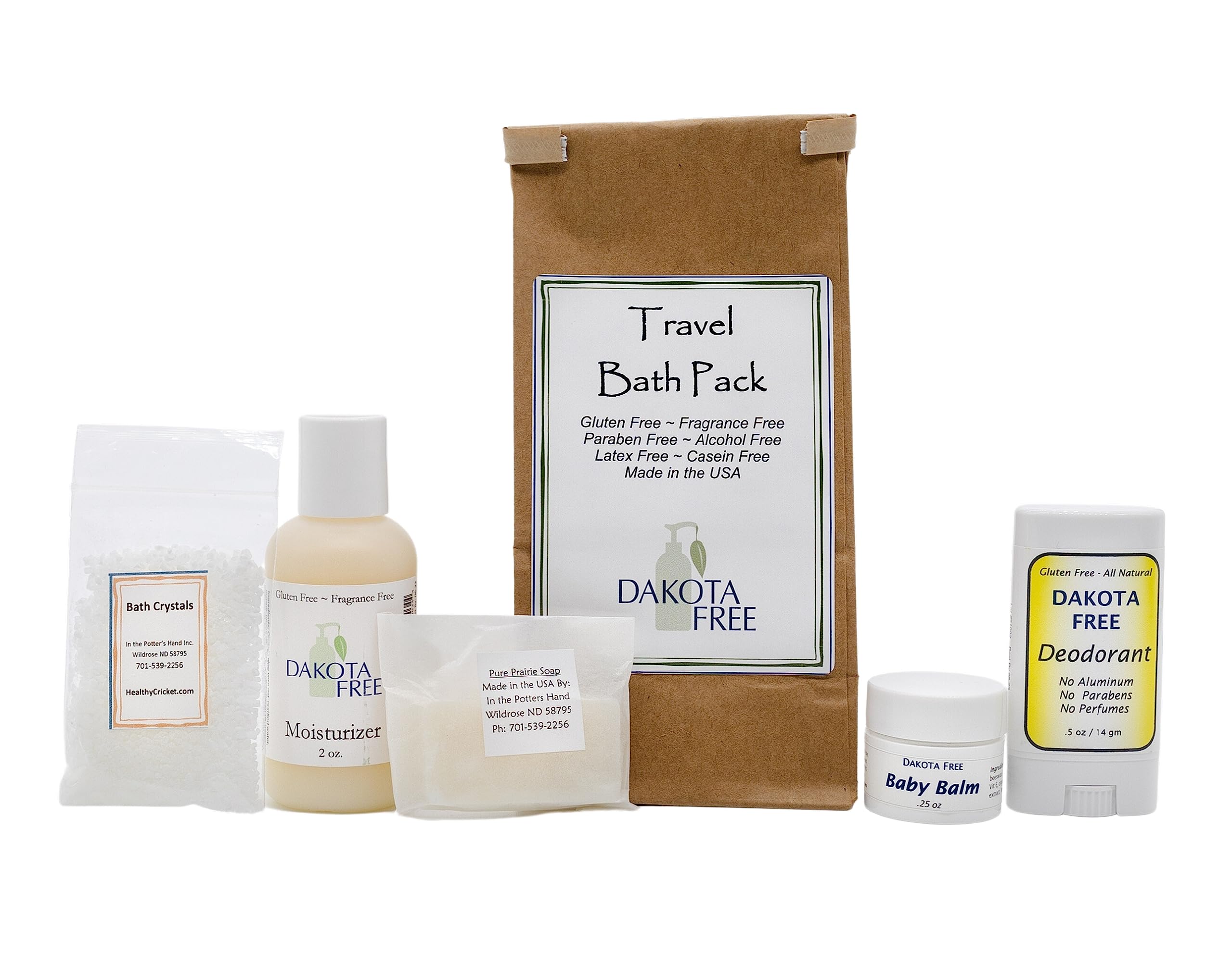 Dakota Free Travel Bath Pack in a Compostable Bag