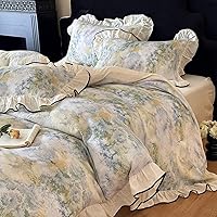 Vista 62 de VM VOUGEMARKET - Juego de funda de edredón floral rosa, Queen, 3 piezas, ropa de cama de algodón para niñas estilo campestre romántico, con cierre