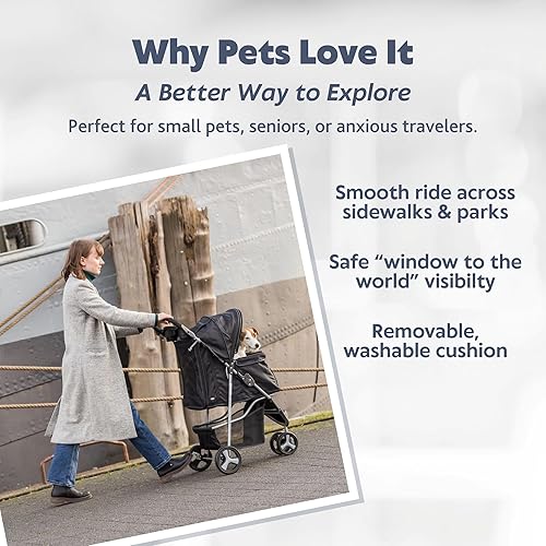 Miniatura 5 de Trixie Cochecito para mascotas para perros y gatos pequeños Transportador plegable con ventanas de malla, correas de seguridad dobles y cojín