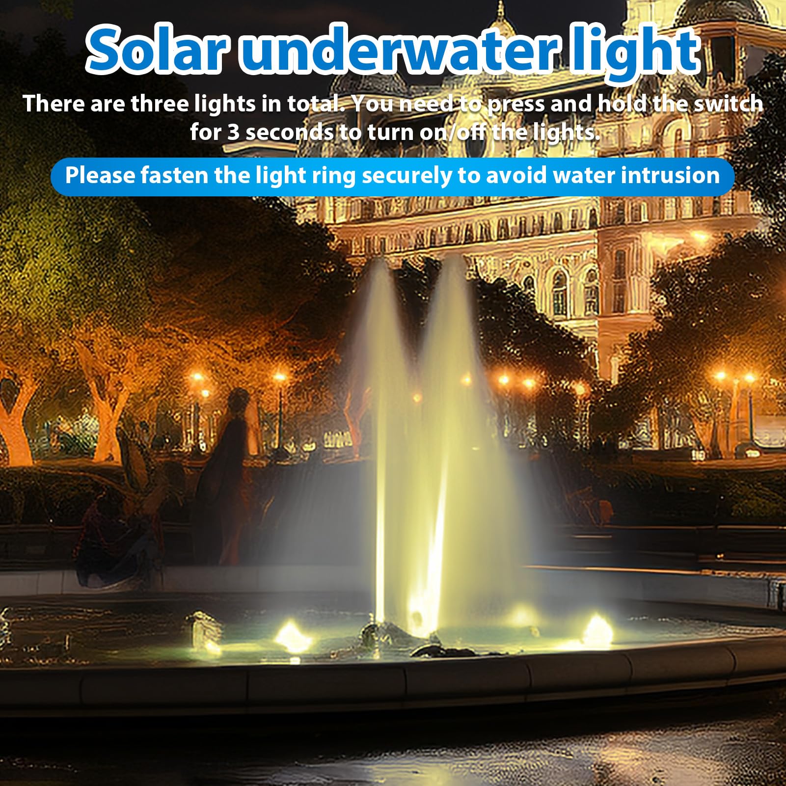 Luci solari per laghetto, luce sommergibile per laghetto, faretto subacqueo solare IP68, luce paesaggistica per laghetto, 3 modalità per giardino esterno prato