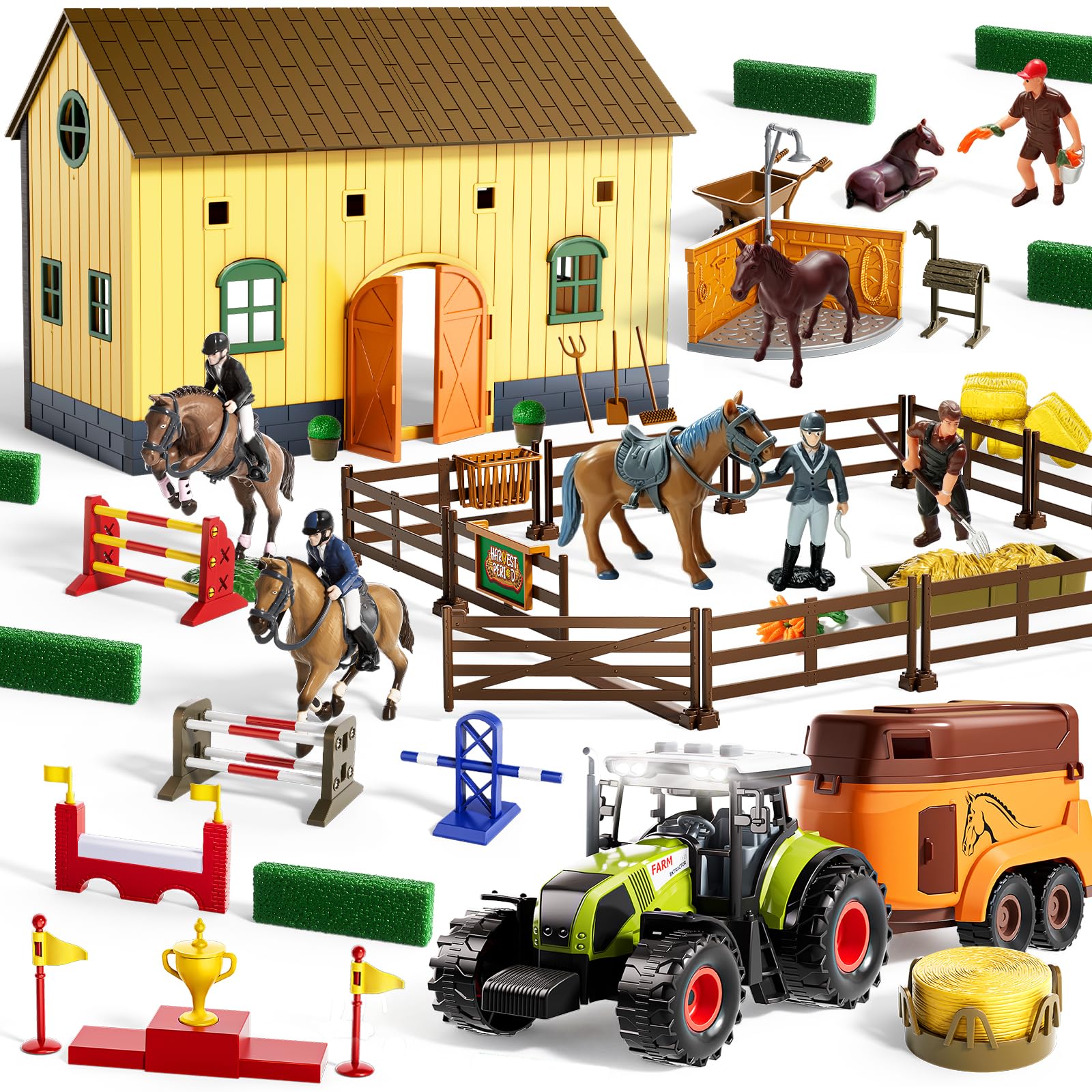 Kids Horse Stable Playset, Horses Toys for Girls and Boys Gifts