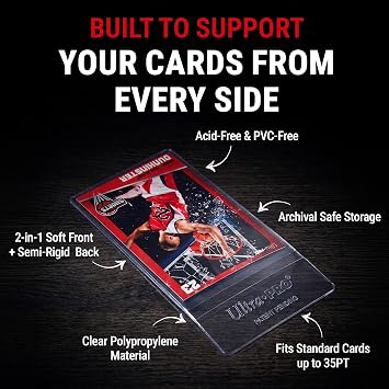 Ultra Pro CardPreserver Trading Card Holders 2-in-1 Semi Rigid Card Protector Sleeves Clear Polypropylene, Acid-Free, PVC-Free & 720 Security Fits Standard-Size Cards up to 35PT 25 Pack