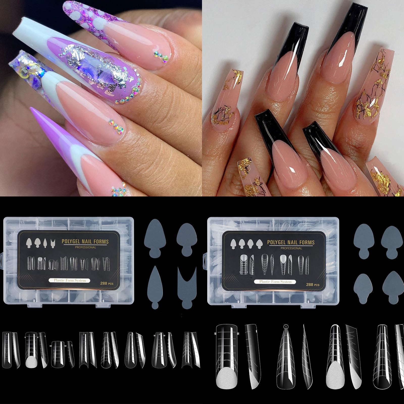 Duals Forms Set per Extension Gel Form French Line Sticker Acrilico Stampo Manicure Strumento