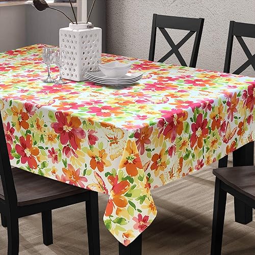 Mantel de tela con cuentas para primavera y verano, fácil cuidado, resistente a las manchas (60 x 102 pulgadas, rectangular, jardín de primavera) disponible en Yaxa Peru