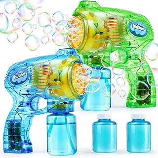 JOYIN 2 Bubble Guns Blaster Kit with 2 Solution for Kids, Automatic Bubble Maker Blower Machine for Party Favors, Birthday, Outdoor & Indoor Activity, Summer Toy