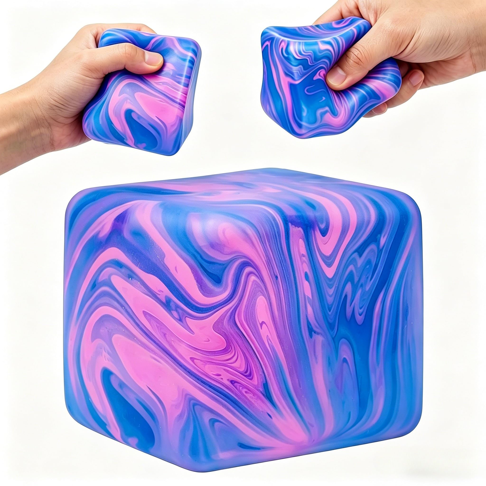 Squishy Stress Cube,Soft Squishy Cube Fidget Cube, Sensory Stress Relief Squeeze Toys for Adults Kids, Autism Anxiety Relief Focus, Classroom Prizes Party Favors (1, Blue) — image 1