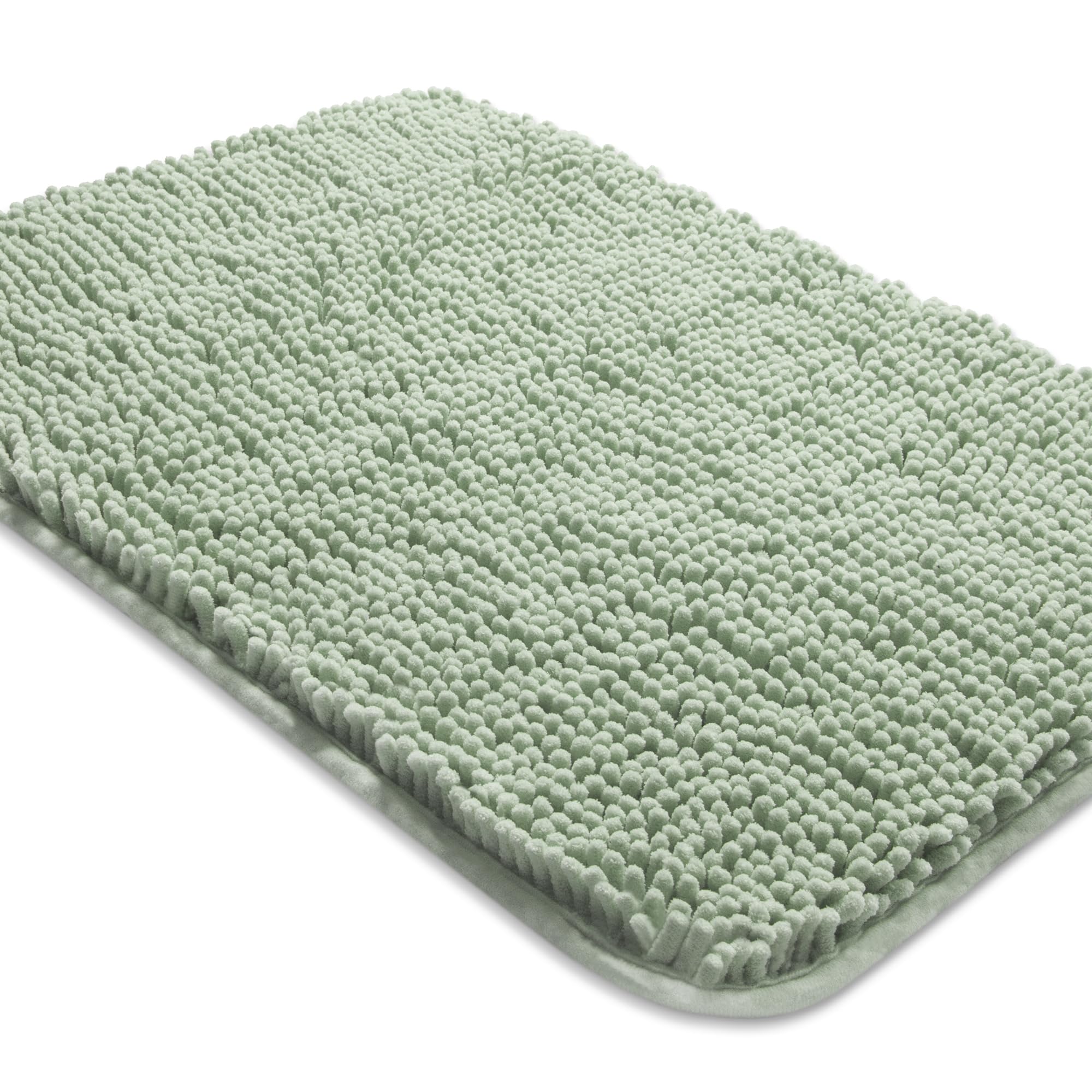 Yeaban Chenille Sea Foam Bathroom Rug 26"x44", Non-Slip Rubber Backing