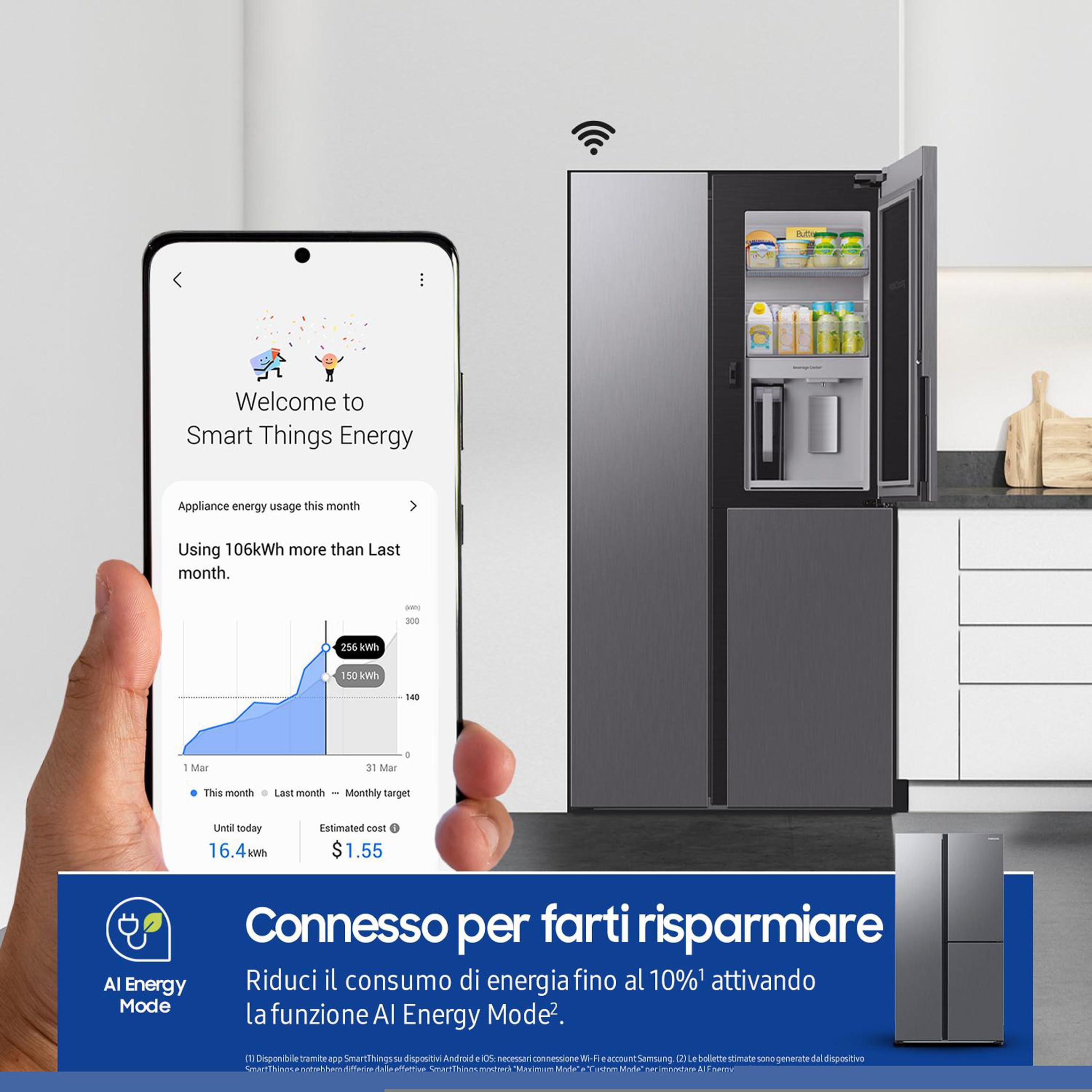 Samsung RH69CG895DS9EF Frigorifero Side by Side 645 L, 3 Porte, No Frost, Beverage Center, Dispenser Acqua e Ghiaccio, Digital Inverter, SpaceMax, Twin Cooling Plus, Wi-Fi SmartThings, Inox, Classe D