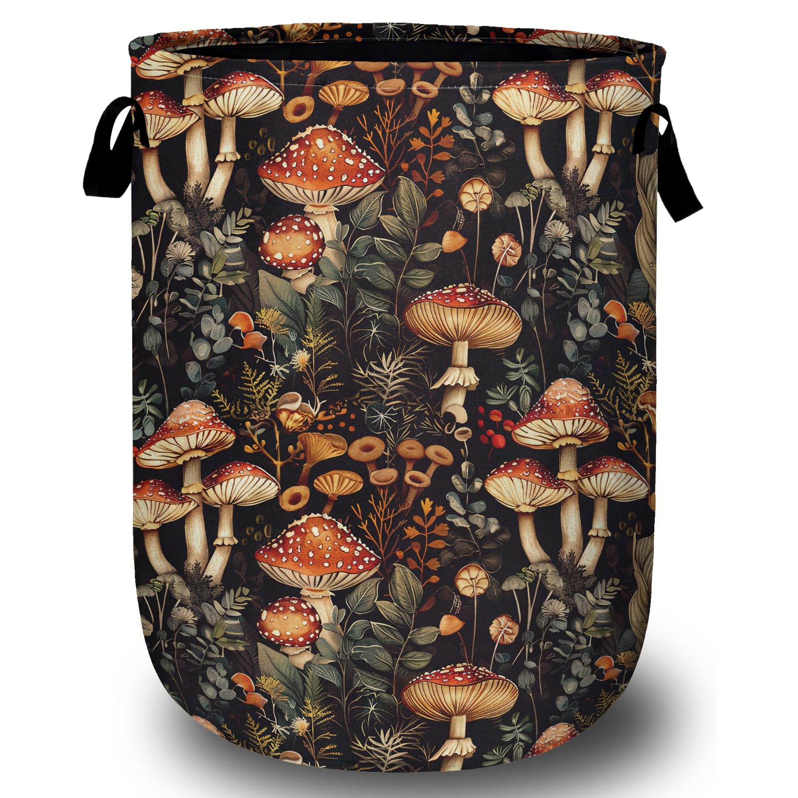 Mushroom Weed Laundry Basket, Laundry Hamper Collapsible Oxford Cloth with Handle Clothes Storage Bin for Bathroom Laundry Room Bedroom 15.7 X 20 Inch