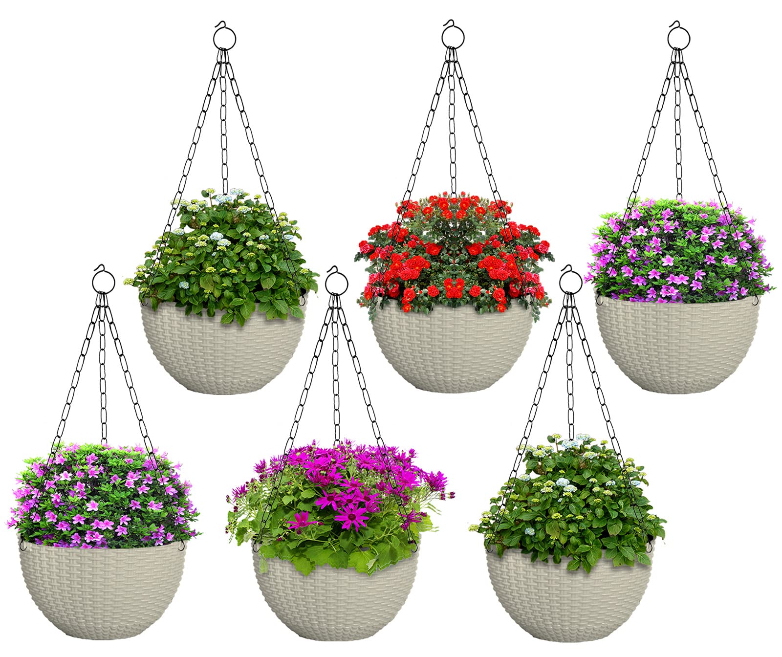 Kuber Industries Plastic Hanging Flower Pot for Balcony & Railing Set of 6 (White)-18x18x59 cm (B0B1DNPF4M) Amazon Price History, Amazon Price Tracker