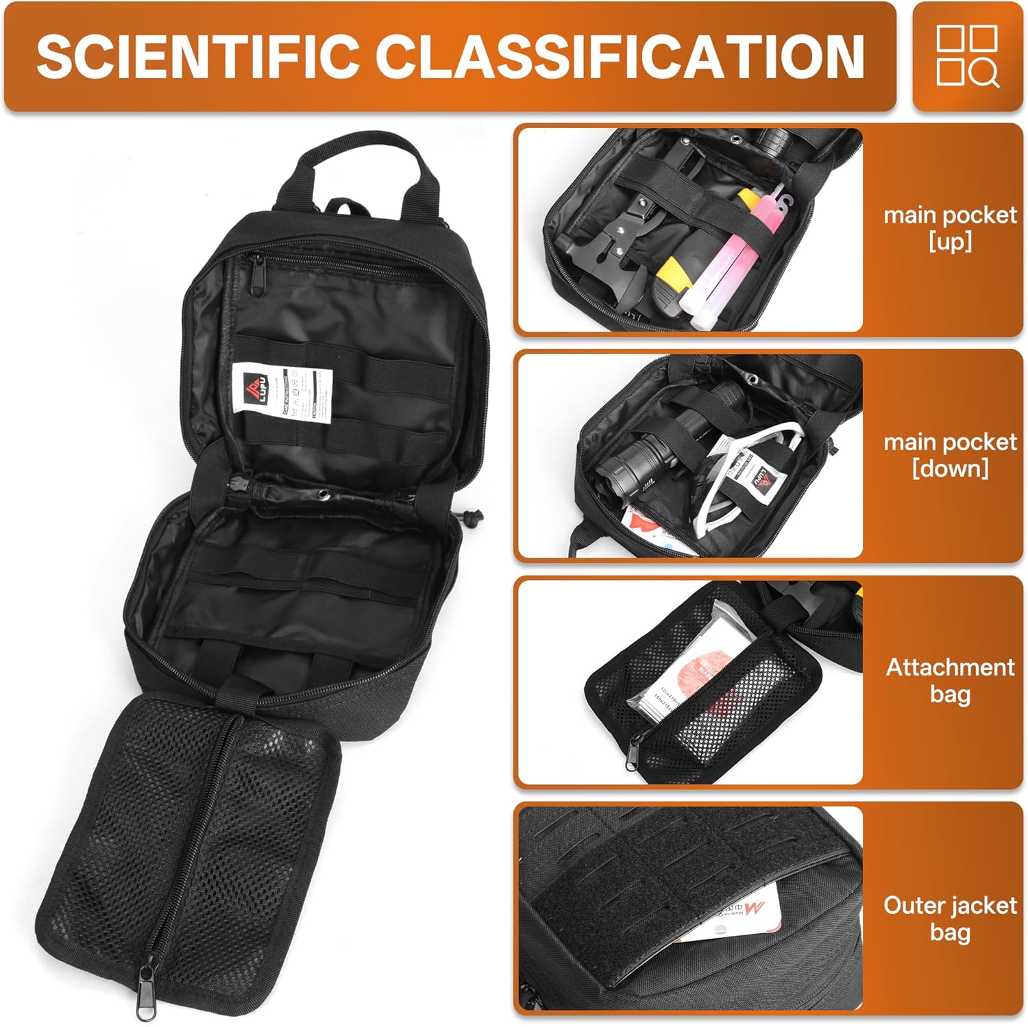 GRACEDON Tactical MOLLE Medical Admin Pouch, Laser Cut Utility Bag with Patch - Image 2