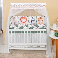 Kit Mini Berço com 12 peças + Saia de Berço Bebê Zoo