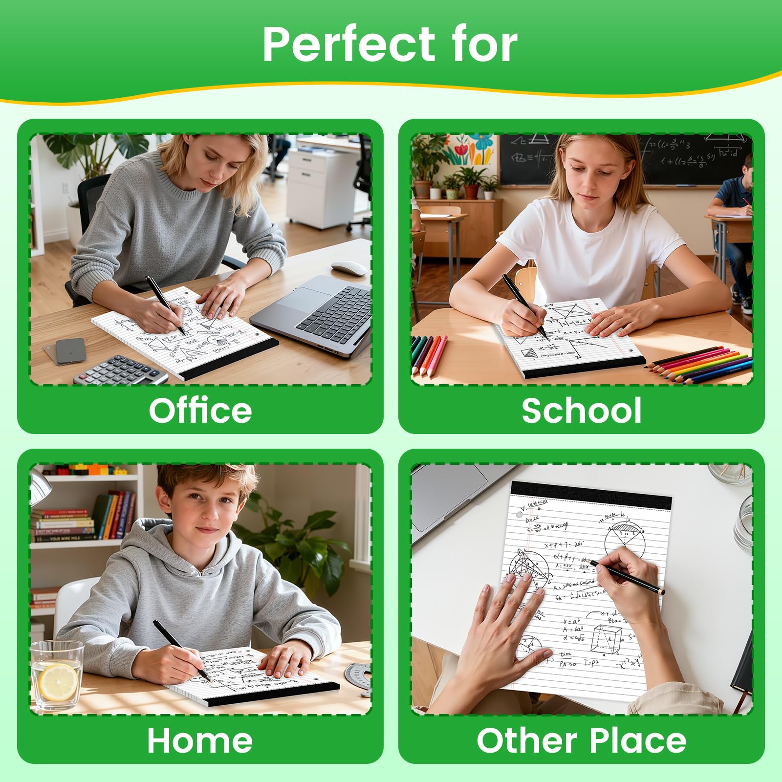 Legal Pads - Blocchi per appunti a righe larghe, 21 x 28 cm, confezione da 12, 30 fogli/blocchetto, colore: bianco