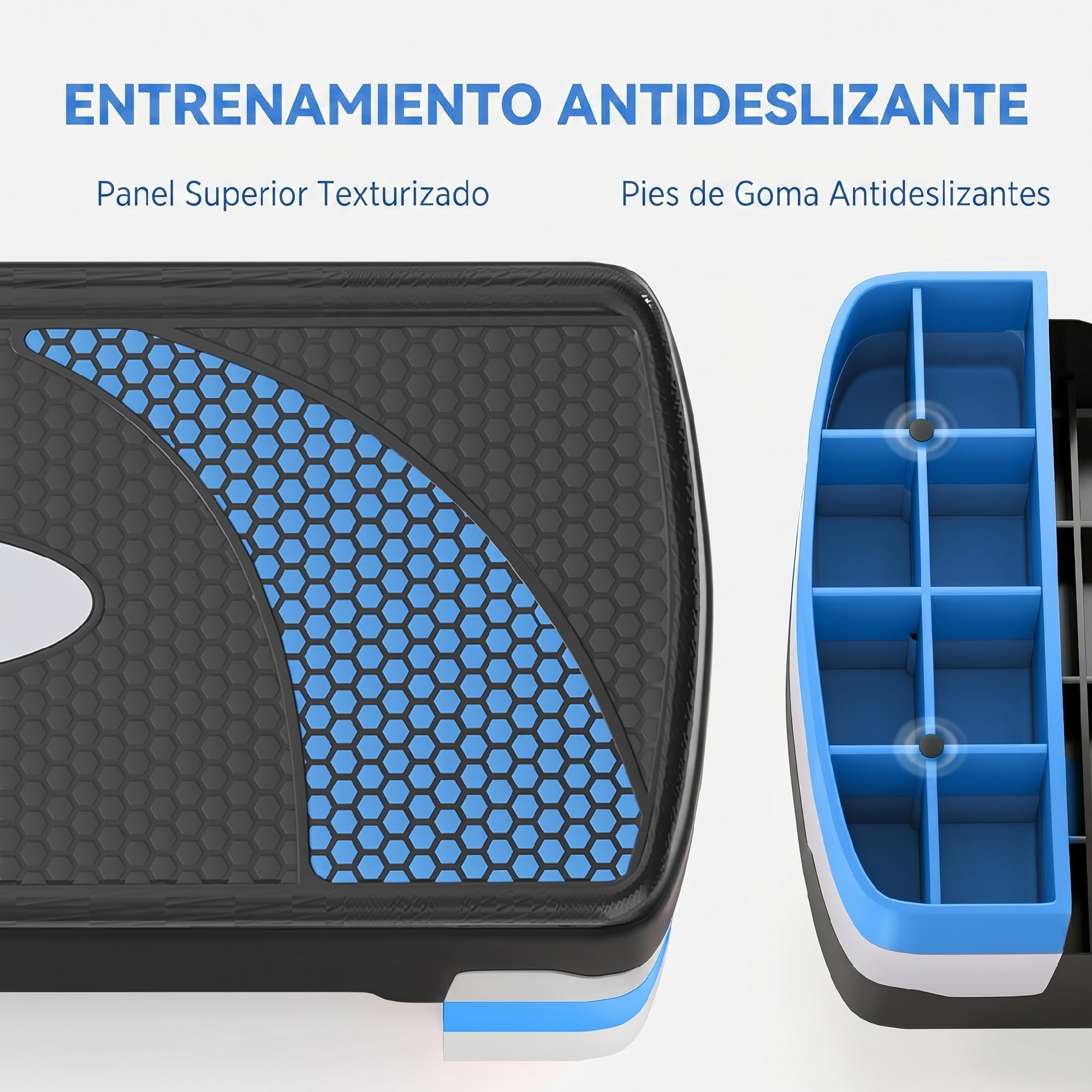 HOMCOM Step de Aeróbic para Fitness Tabla Plataforma Stepper Deporte Gimnasia Altura Regulable 3 Niveles Carga 150kg