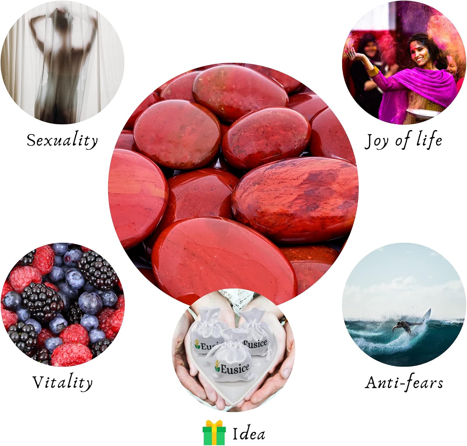 EUSICE, Red Jasper Natural Palm Stone, Vitality & Sensuality Healing Stone, 100% Handcrafted & Handmade - Image 5