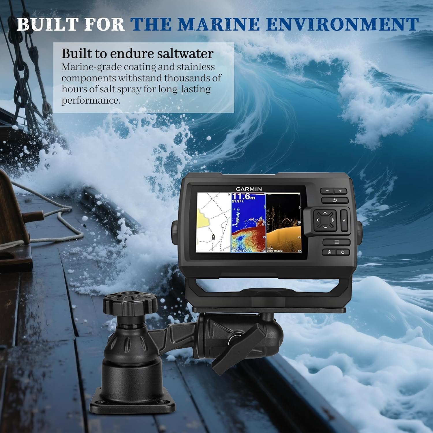 Aluminium Fish Finder Swivel Arm Mount, Mounting Plate Adjustable Heavy Duty Chartplotters/Depth Finders Mount, Compatible with Garmin, Lowrance and More, for Boats/Kayaks